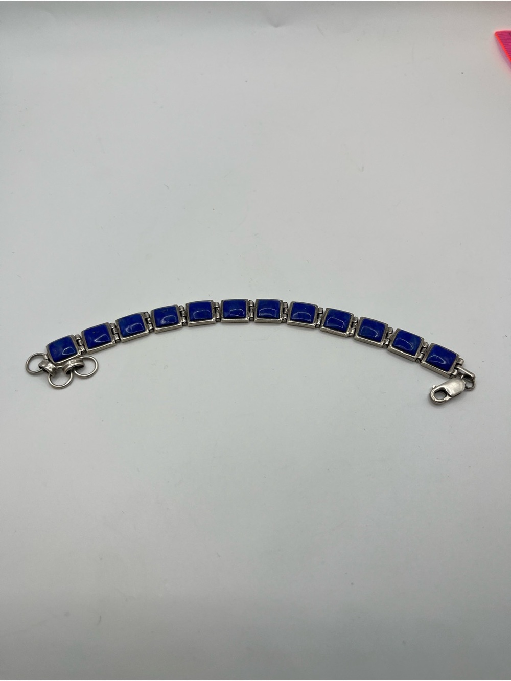 Betty Thomas Sanel Sterling Lapis Lazuli tile link bracelet. Native American